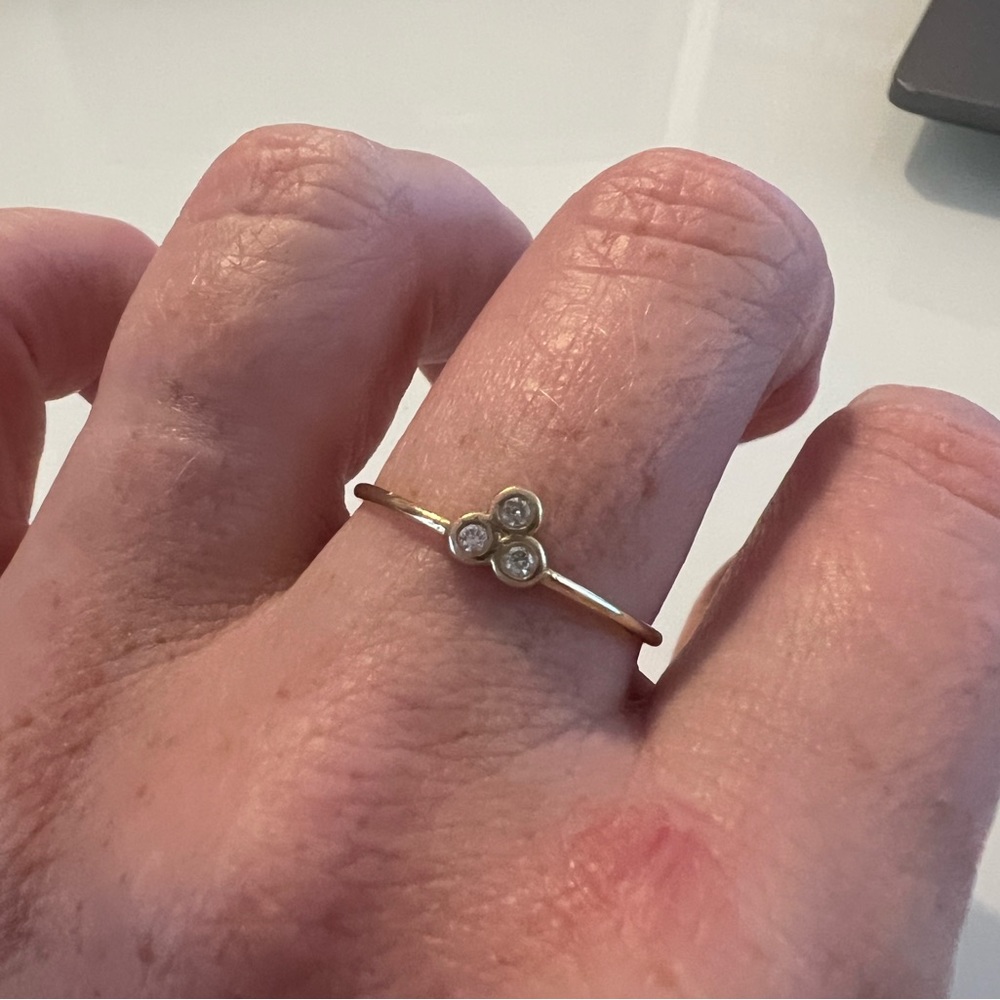 14KT recycled gold dainty ring! Solar energy grown diamonds!